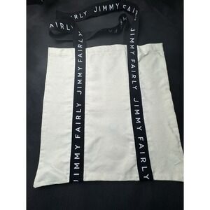 Jimmy Fairly‎ Canvas Tote Bag With Black Text Straps 18" x 16" Inside Pocket